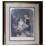 1974 Engraving CHILDREN & RABBITS by Landseer