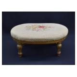 Antique Needlepoint Footstool