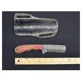 Custom Damascus Steel Cowboy Bull Cutter Knife