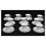 10 Waterford CARINA PLATINUM Coffee Cup Trio Sets