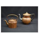 2 Vintage Tin Lined Copper Tea Kettles