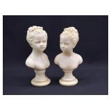 2 ALEXANDER BACKER Chalkware Lady Bust Bookends