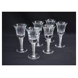6- GEORGIAN Heavy Glass Opaque Twist Wine Goblets
