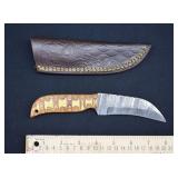 Custom Damascus Steel Drop Point Knife