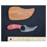 Custom Damascus Steel Fingerhole Skinner Knife
