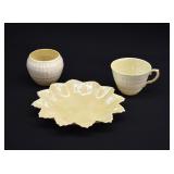 3-pc Irish Belleek Parianware Limpet Yellow
