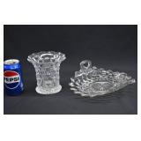 Fostoria Glass AMERICAN Flared Vase & Muffin Tray
