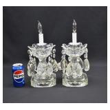 Pair Regency Heavy Cut Crystal Prism Boudoir Lamps