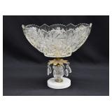 Marble Base Czechoslovakia Crystal Prism Compote