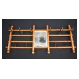 Arts & Craft Mission Oak Coat Hanger Wall Mirror