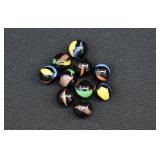 10 Vacor "BLACK PANTHER" 13mm Glass Marbles