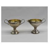 Art Deco Weight Sterling Silver Cream & Sugar Set