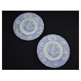 2 Ridgway ORIENTAL Light Blue Dinner Plates