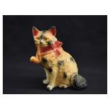 Antique Chalkware Cat Smoking a Pipe Still Bank