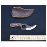 Custom Damascus Steel  Fingerhole Skinner Knife