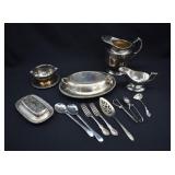 BOX LOT- Silver Plate Holloware Serving Pieces