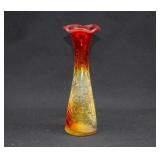 West Virginia Kanawha Amberina Crackle Glass Vase