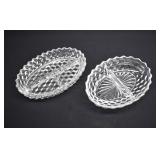 2 Fostoria Glass AMERICAN Oval Divided Dishes