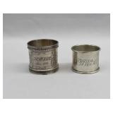 2 Antique Sterling Silver Napkin Rings