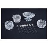 Assortment Cut Crystal Salt Dip Cellars & Spoons