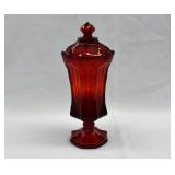 Fostoria Ruby Red Coin Glass Covered Apothecary