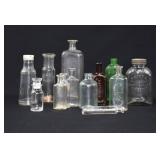 13 Assorted Antique Glass Medicine & Food Bottles