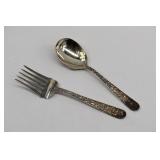 Steiff Repousse Solid Sterling Silver Salad Set