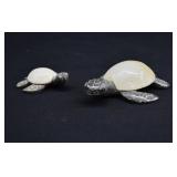 Carved Oynx & Marble Mother & Child Sea Turtle