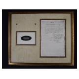 Framed 1802 PORT OF PHILADELPHIA CUSTOMS CLEARANCE