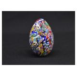 ICET Murano Millefiori Art Glass Egg Paperweight
