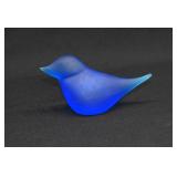 ICET Murano Art Glass Satin Blue Bird Paperweight