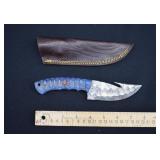 Custom Damascus Steel Gut Hook Fishing Knife