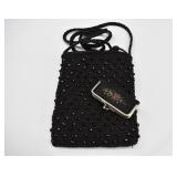 Vintage Black Beaded Purse & Manicure Set