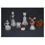 Assortment of Cruets, Inkwell, Toothpick Holder +