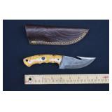 Custom Damascus Steel Gut Hook Fishing Knife
