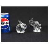 FENTON Clear Glass Bunny & Elephant Paperweights