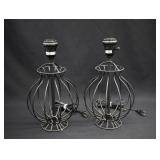 Pair IKEA Open Cage Iron Globe Table Lamps