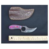 Custom Damascus Steel  Fingerhole Skinner Knife