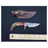 Custom Damascus Steel Antler Handled Bowie Knife
