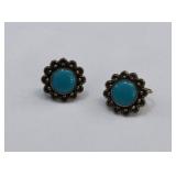 HOPI Indian Sterling Turquoise Screwback Earrings