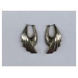 Modernist Pierced Sterling Silver Earrings