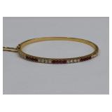 16 Diamond 12 Ruby 18kt Gold Hinge Bangle Bracelet