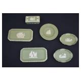 6 Wedgwood Sage Green Jasperware Pieces