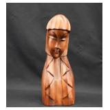 MCM Carved Monkey Pod Wood VIRGIN MARY BUST