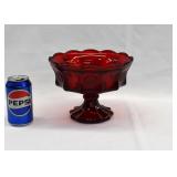 Fostoria Ruby Red Coin Glass Compote Bowl