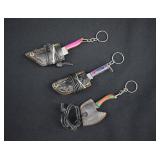 3 Custom Damascus Steel Mini Knifves