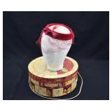 Vintage Red Velvet & Net Fascinator Hat in Box