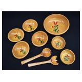8-pc Hand Painted MUNISING Style Wooden Salad Set