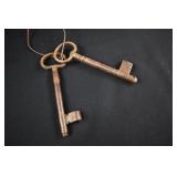 Pair Large Antique Iron Gate Skeleton Keys