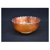 DUGAN APPLE BLOSSOM Marigold Carnvial Glass Bowl